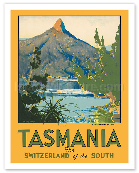 Tasmania - The Switzerland of the South - Mount Ida, Lake St. Clair - c. 1940 - Poster by Harry Kelly