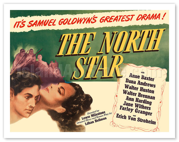 The North Star - Starring Anne Baxter, Dana Andrews - c. 1943 - Vintage Movie Poster