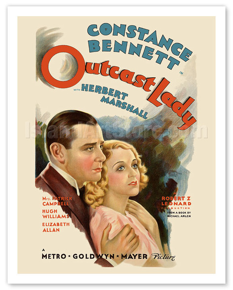Outcast Lady - Starring Constance Bennett, Herbert Marshall - c. 1935 - Vintage Movie Poster