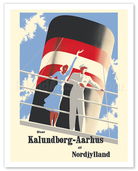 Kalundborg, Aarhus to North Denmark (Over Kalundborg-Aarhus til Nordjylland) - c. 1946 - Poster by Henry Thelander