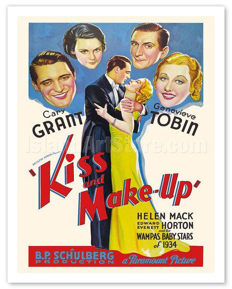Kiss and Make-Up - Starring Cary Grant, Genevieve Tobin - c. 1934 - Vintage Movie Poster