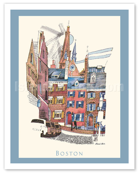 Boston, Massachusetts - Menu Cover - c. 1950's - Poster by David Klein