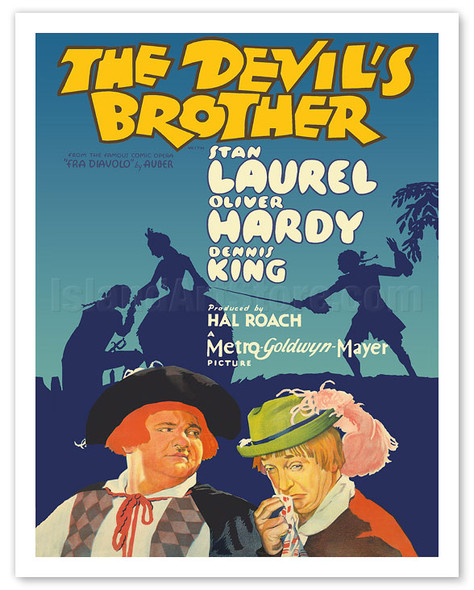 The Devil's Brother - Starring Stan Laurel & Oliver Hardy - Comic Opera (Fra Diavolo) by Auber - c. 1934 - Vintage Movie Poster