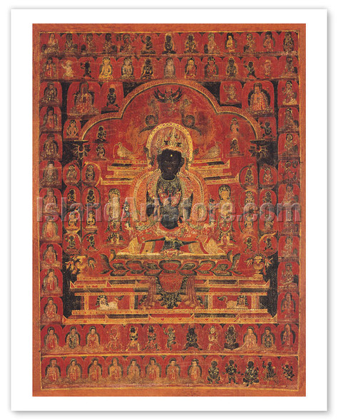 Buddha Vajradhara - The Vajra Holder, Enlightened One - Vintage Tibetan Thangka Buddhist Painting