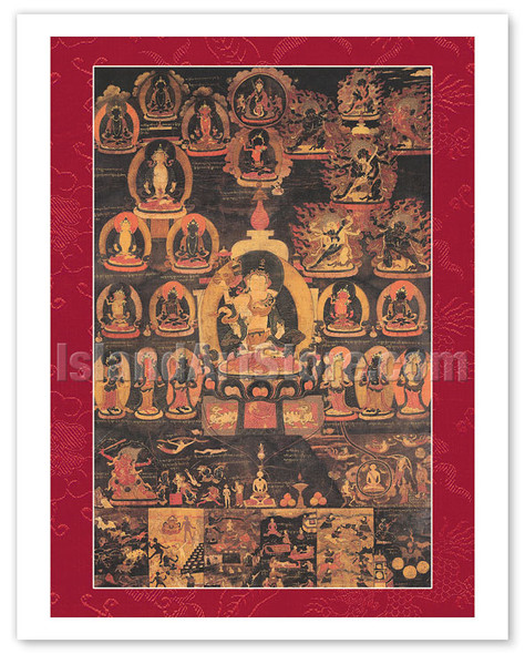 The Bardo Visions of the Dzogchen (Great Perfection) - Vintage Tibetan Thangka Buddhist Painting