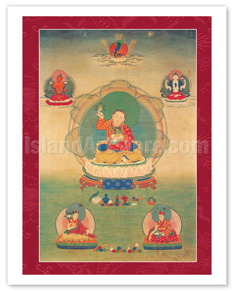 Yuthok Yontan Gonpo the Younger - Tibetan Doctor (Four Medical Tantras) - Vintage Tibetan Thangka Buddhist Painting