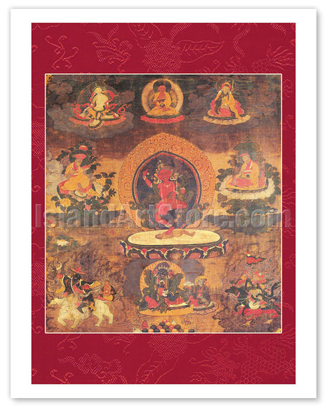 Vajrayogini - Buddhist Tantric Deity in Dancing Posture - Vintage Tibetan Thangka Buddhist Painting