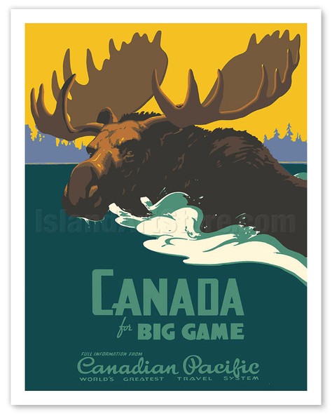 Canada for Big Game - Canadian Pacific Railway - Moose - c. 1939 - Poster by Thomas (Tom) Hall