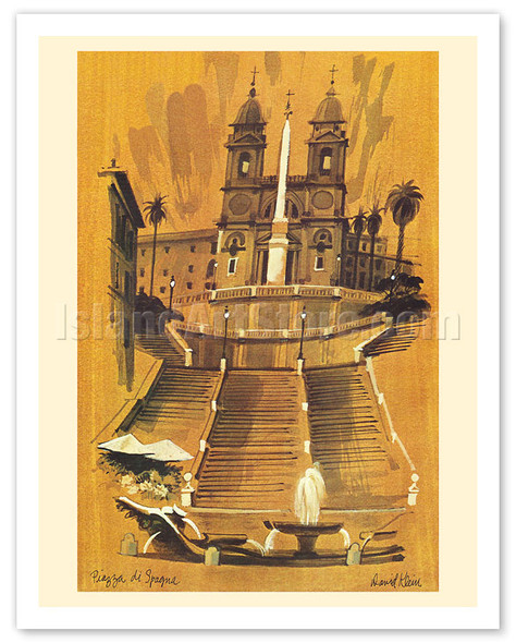 Piazza di Spagna - Rome Italy - Spanish Steps - c. 1950's - Poster by David Klein
