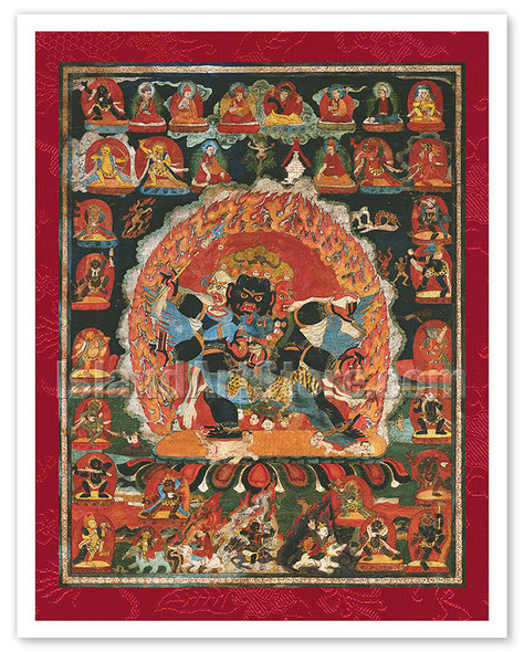 Shri Heruka - Buddhist Tantric Deity - Vintage Tibetan Thangka Buddhist Painting