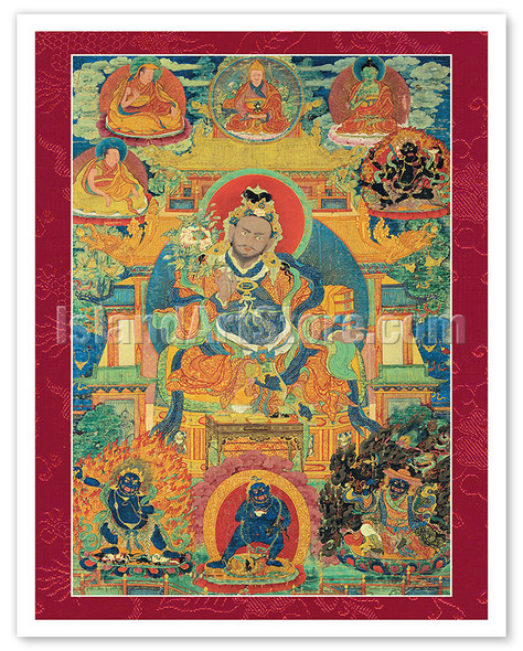 King Ralpachen - 41st King of Tibet (circa 806) - Vintage Tibetan Thangka Buddhist Painting