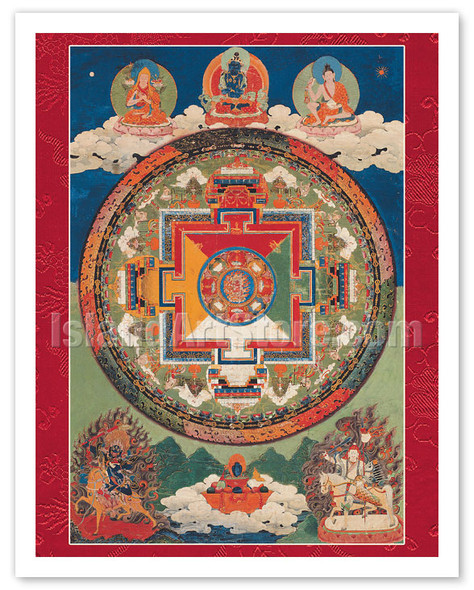Five Deity Mandala of Vajravarahi - Tibet, 18th Century - Vintage Tibetan Thangka Buddhist Painting