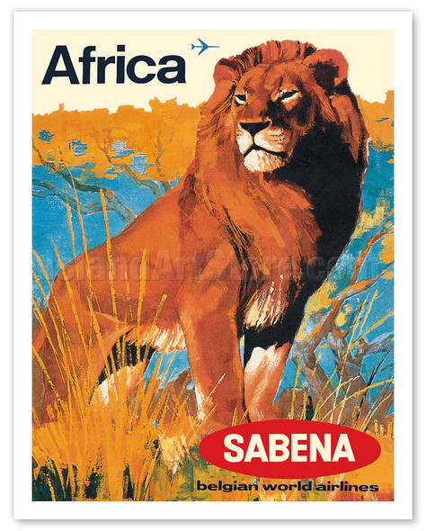 Africa - Sabena Belgian World Airlines - c. 1968 - Vintage Airline Travel Poster