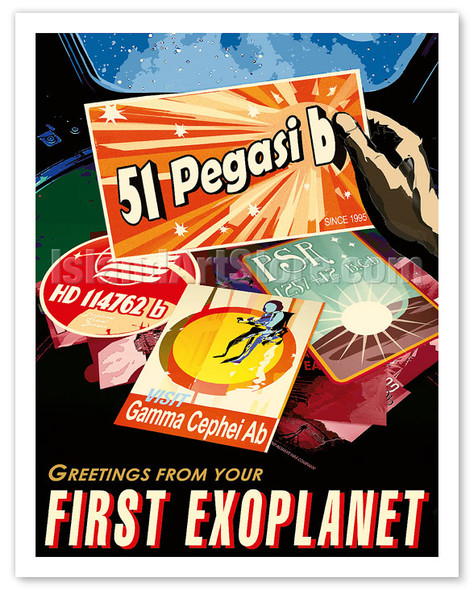 51 Pegasi b - Greetings From Your First Exoplanet - Space Travel Poster