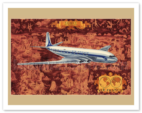 De Havilland Comet - Airplane - First Jet Aircraft - c. 1953 - Poster by Lucien Boucher (Renluc)