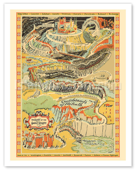 The Quest of the Goodly Knights - Path to The Castle of Knighthood - c. 1927 - Poster by Ray Wardell
