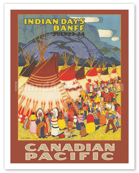 Banff, Canada - Indian Days - Canadian Pacific Railway - c. 1926 - Poster by Wilfred Langdon Kihn