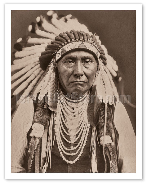 Chief Joseph (Nez Percé) in War Bonnet - North American Indian - c. 1903 - Poster by Edward S. Curtis