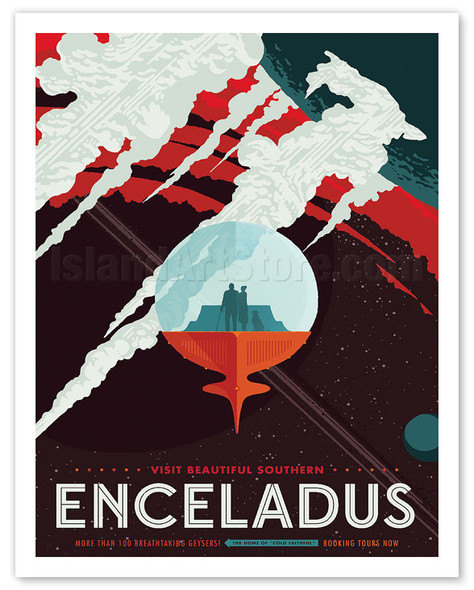 Enceladus - More than 100 Breathtaking Geysers - Space Travel Poster