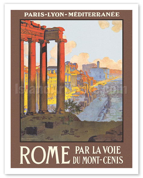 Rome - Roman Forum - Paris-Lyon-Méditerranée (PLM) French Railway - c. 1920 - Poster by Géo Dorival