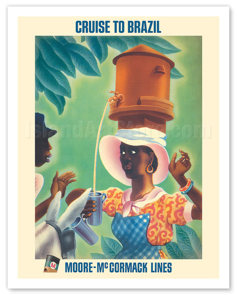 Cruise to Brazil - Tea Seller - Moore-McCormack Lines - c. 1950's - Poster by C.A. Rosser