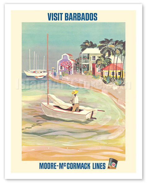 Visit Barbados, Caribbean Island - Moore-McCormack Lines - c. 1960's - Poster by Jane Oliver