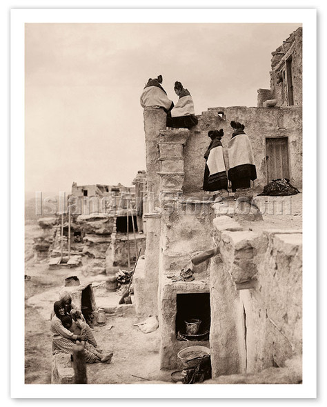 On The Housetop - Hopi Women - The North American Indian - c. 1906 - Poster by Edward S. Curtis