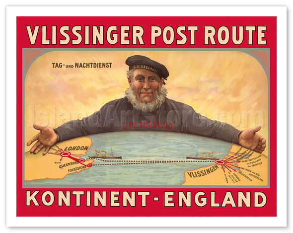 Vlissinger, Netherlands Post Route to England (Kontinent) - c. 1909 - Poster by Henri Cassiers