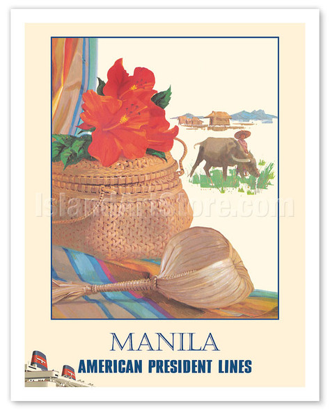 Manila, Philippines - Filipino Basket - American President Lines - c. 1961 - Poster by William C. Kautz