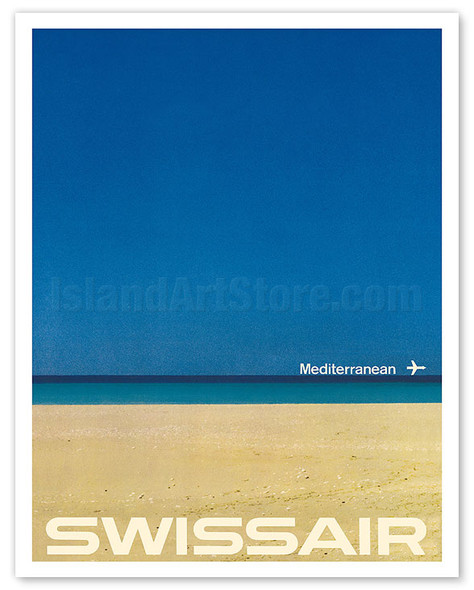 Mediterranean - Beach Horizon - Swissair - c. 1964 - Poster by Manfred Bingler