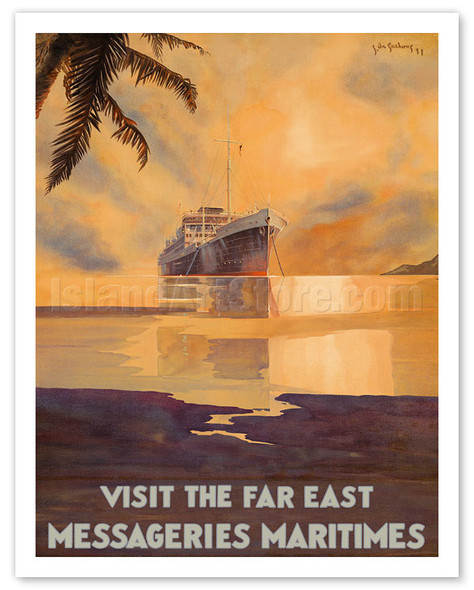 Visit the Far East - Messagerie Maritimes (MM) - Poster by Jean Des Gachons