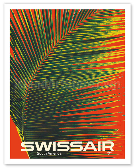 South America - SwissAir - Palm Frond - c. 1964 - Poster by Manfred Bingler
