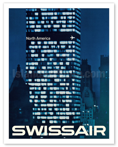 North America - SwissAir - Skyscraper c. 1964 - Poster by Manfred Bingler