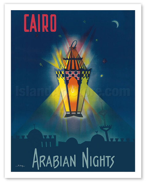 Cairo Egypt - The Arabian Nights - One Thousand and One Nights - Aladdin's Magic Lamp c.1946 - Poster by Ismäel M. Azmy