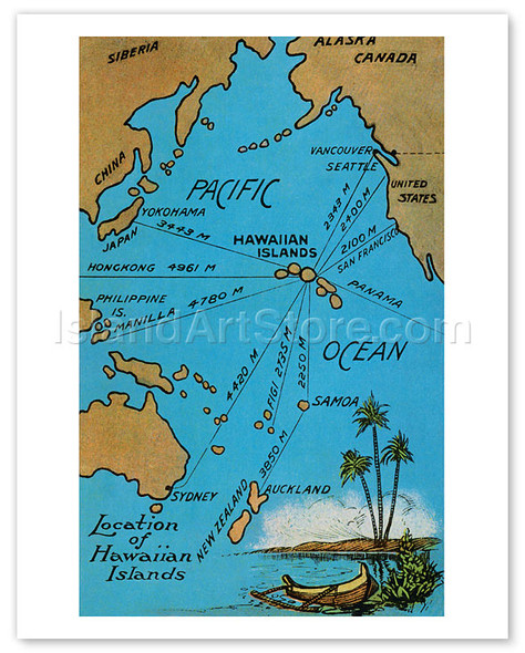 The Hawaiian Islands - Map from The Story of Pineapple - c. 1939