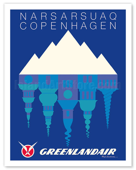 Narsarsuaq, Greenland - Copenhagen, Denmark - GreenlandAir - Poster by Paul Anderson
