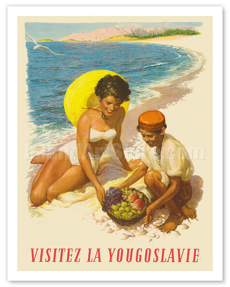 Visit Yugoslavia (Visitez la Yougoslavie) c.1950's - Vintage Travel Poster