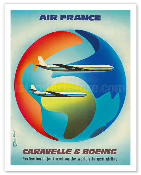 Sud Aviation Caravelle & Boeing 707 Jetliners - c. 1959 - Poster by Roger Excoffon