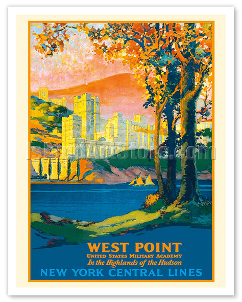 West Point - United States Military Academy - New York Central Lines - Poster by Frank Hazell