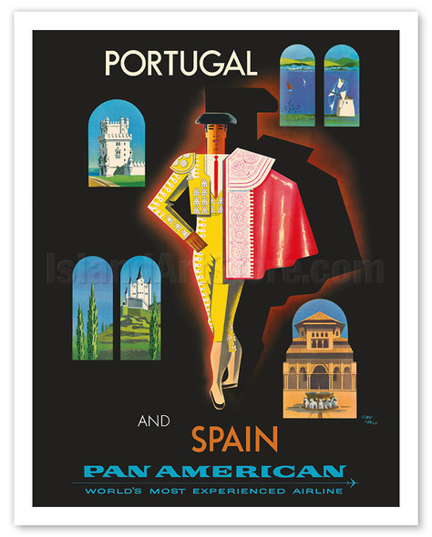 Portugal and Spain by Clipper - Matador - Bullfighter - Pan American World Airways - c. 1958 - Poster by Jean Carlu