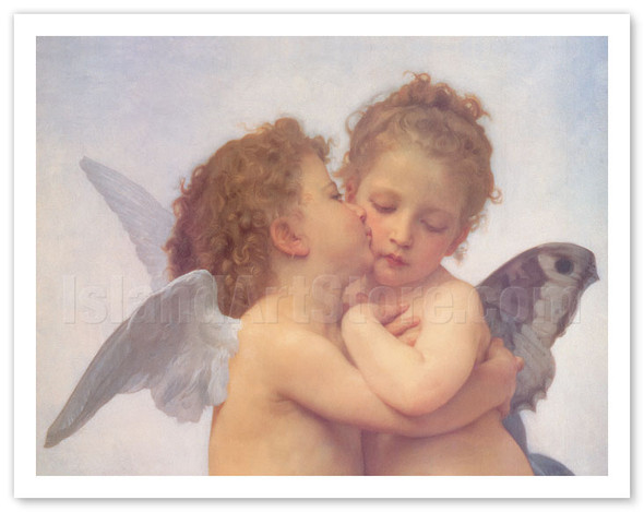 Cupid and Psyche (L'Amour et Psyche Enfants) - First Kiss - c. 1890 - Poster by William Adolphe Bouguereau