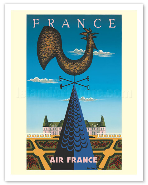 French Gallic Rooster Weathervane - Château de Chambord Castle - c. 1956 - Poster by Jean Picart Le Doux