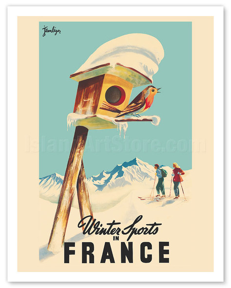 Winter Sports in France - Skiing in French Alps - c. 1950 - Poster by Jean Léger