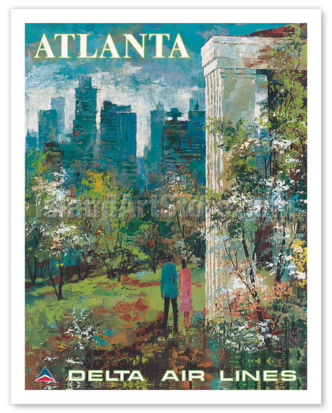 Atlanta, Georgia - Delta Air Lines - c. 1970's - Poster by Jack Laycox