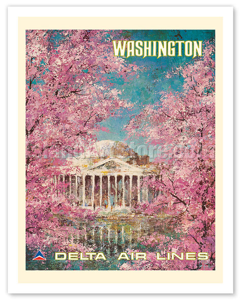 Washington DC - White House - Delta Air Lines - c. 1960's - Poster by Jack Laycox