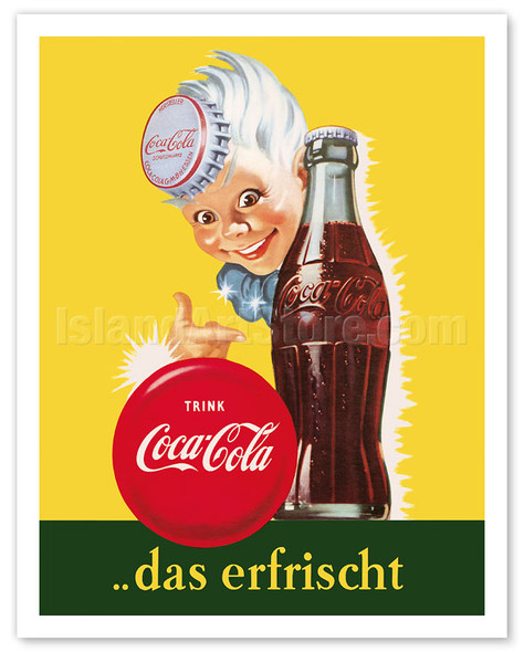 Drink (Trink) Coca Cola - Refreshing (Das Erfrischt) - c. 1950's - Vintage Advertisement Poster