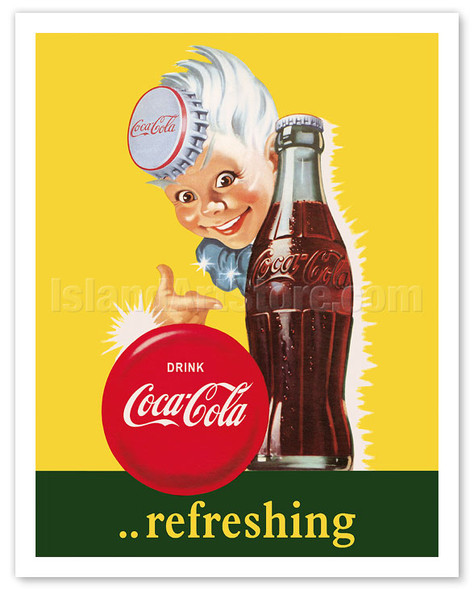Drink Coca Cola - Refreshing - c. 1950's - Vintage Advertisement Poster