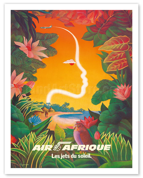Africa - Jet Planes into the Sun (Les Jets du Soleil) - Air Afrique - c. 1964 - Poster by Pierre Lagarrigue