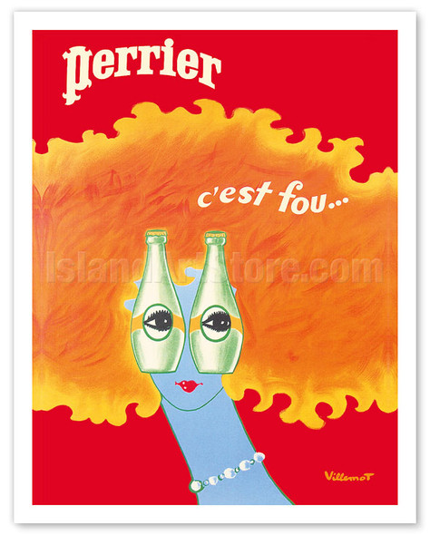 It’s Crazy (C’est Fou Eyes) - Perrier Sparkling Water - c. 1978 - Poster by Bernard Villemot