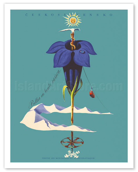 Czechoslovakia (Československo) - Visit the Czech Mountains - Čedok - c. 1957 - Poster by Eva Feiglová